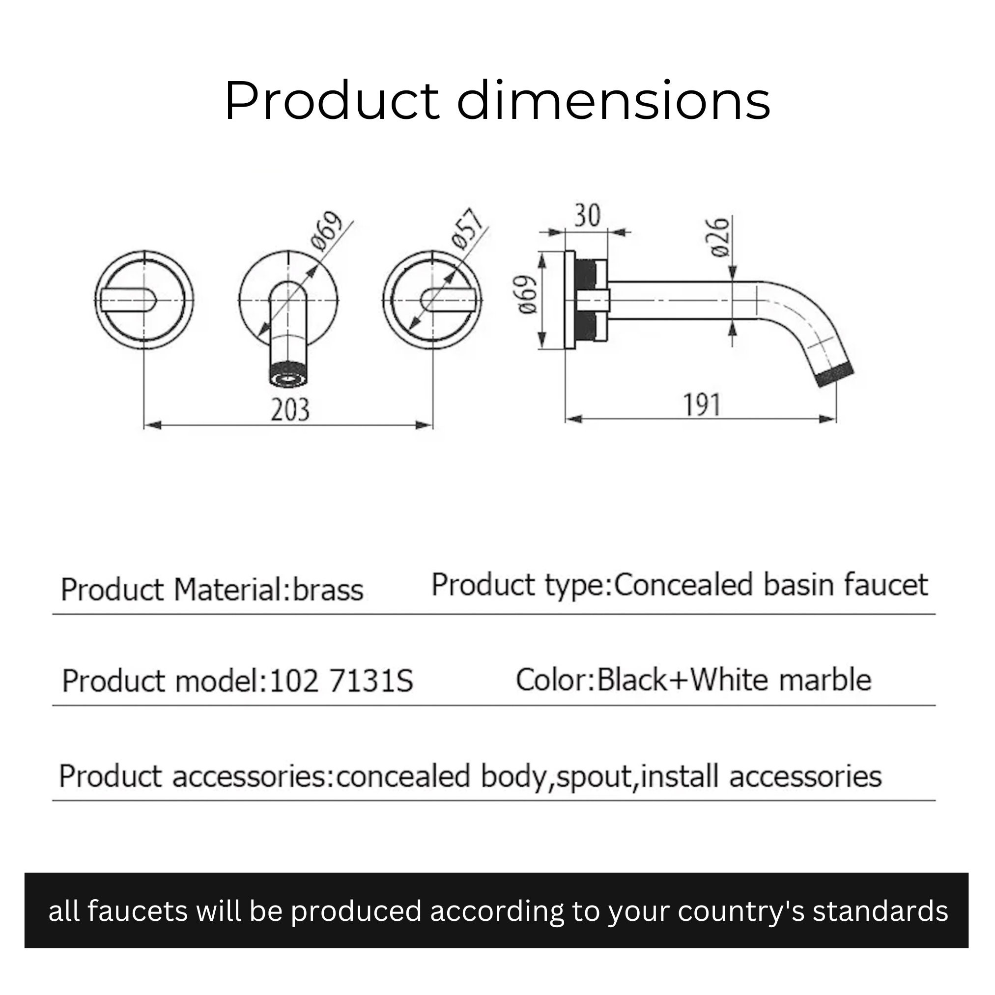 Wall Mounted 3 Hole Bathroom Faucet Luxury Black Mixer Tap Etsy