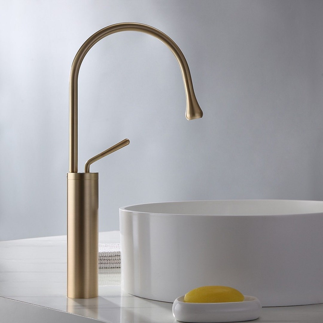 Brushed Gold Bathroom Mixer Deck Mounted Tap for Sink, Lavatory, Restroom, Toilet Etsy