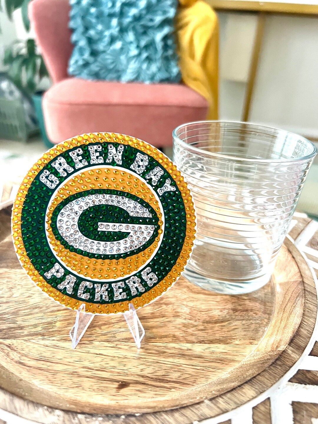 Green Bay Packers Coaster or Art Display With Stand Packers Merch