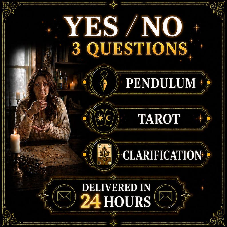 3 Question Pendulum Reading, Yes or No Reading, Personalized Psychic Reading, Tarot Clarification, Fast Spiritual Guidance image 1