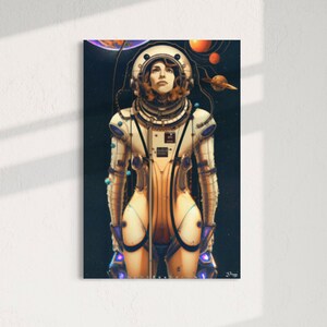Mara | Original Astro Girls Collection, Retro Space Art, Sci-fi Painting, Premium Art Canvas
