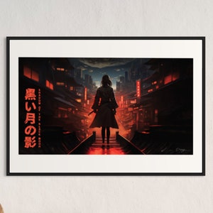 Shadow of the Black Moon [Edición de Katana] / Colección original Neo Tokyo, Anime, Póster de ilustración, Impresión premium - Paisaje 16/9 (Mate)