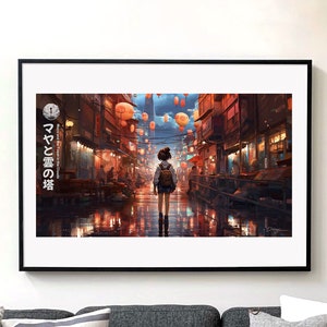 Maya y la Torre en las Nubes / Colección Original Neo Tokyo, Arte Anime, Póster de Ilustración, Impresión de Arte Premium - Paisaje (Mate)