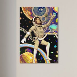 Cleia | Original Astro Girls Collection, Retro Space Art, Sci-fi Painting, Premium Art Canvas