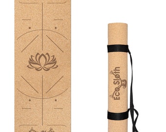 Eco-Friendly Yoga Mat | Cork + Natural Rubber | Includes Carrying Strap | Non Slip Exercise & Fitness for Home Workout