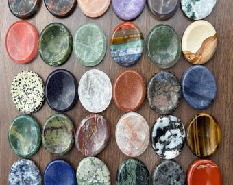 NATURAL CRYSTAL Worry Stone Palm Stone 45mm Polished Thumb Stone 40+ Varieties