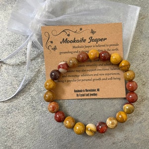 MOOKAIT JASPI Armband Stretch Fit Handmade mit Geschenktüte & Karte Kristall Edelstein 8mm