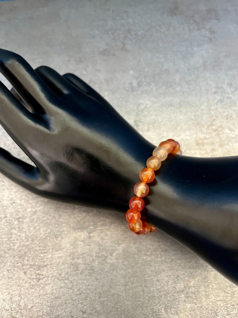 CARNELIAN Bracelet Stretch Fit Handmade With Gift Bag & Card Crystal
