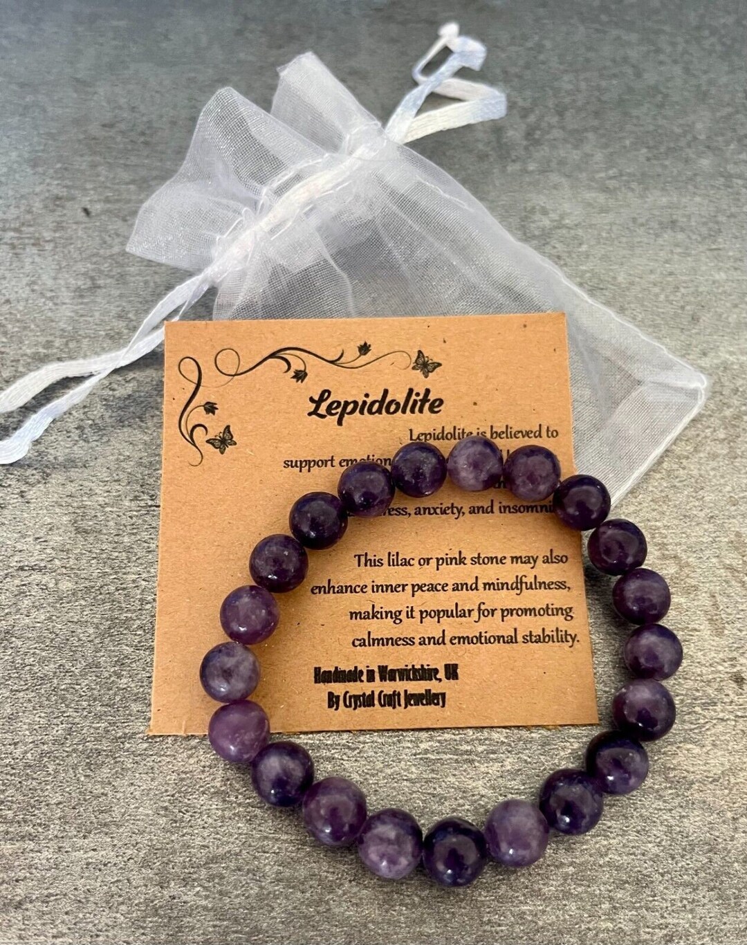 Onyx Gemstone Bracelet – 8mm Beads, Stretch Fit, Handmade With Gift Bag & Card
