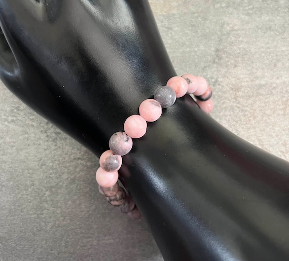 PINK ZEBRA JASPER Bracelet Stretch Fit Handmade With Gift Bag