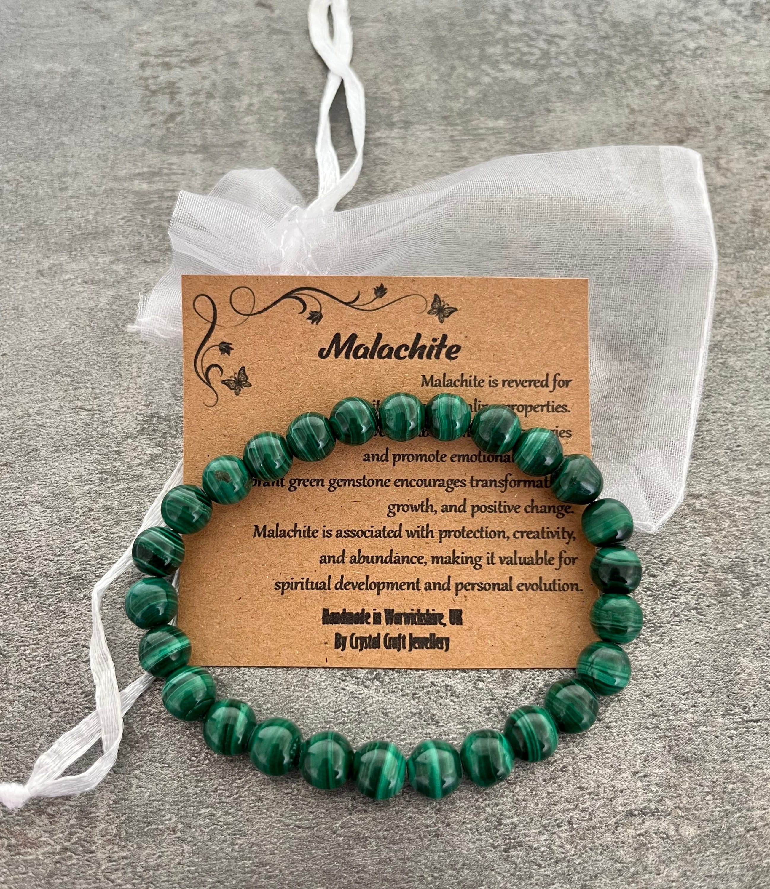 Bracelet En Malachite Naturelle - Pierre Verte 6 Mm, Sans Fermoir, Neuf Avec étiquette