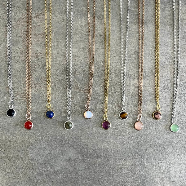 Crystal Gemstone Necklace Minimalist Style Healing Crystals Stainless Steel Chain