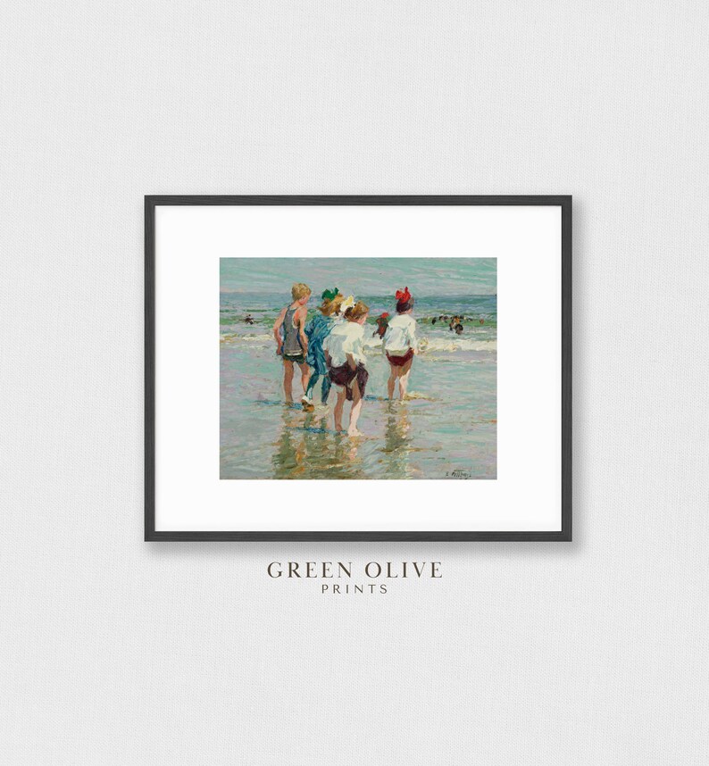 Vintage Beach Painting European Wall Art Soft Coastal Etsy