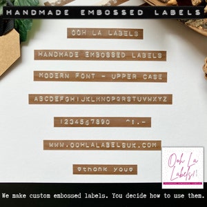 Woodgrain Effect Embossed Labels: Custom Retro Typewriter Style