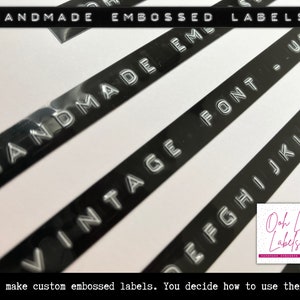 Typewritten Label Black Vintage Typewriter Style Custom Embossed Labels, Retro Embossed ...