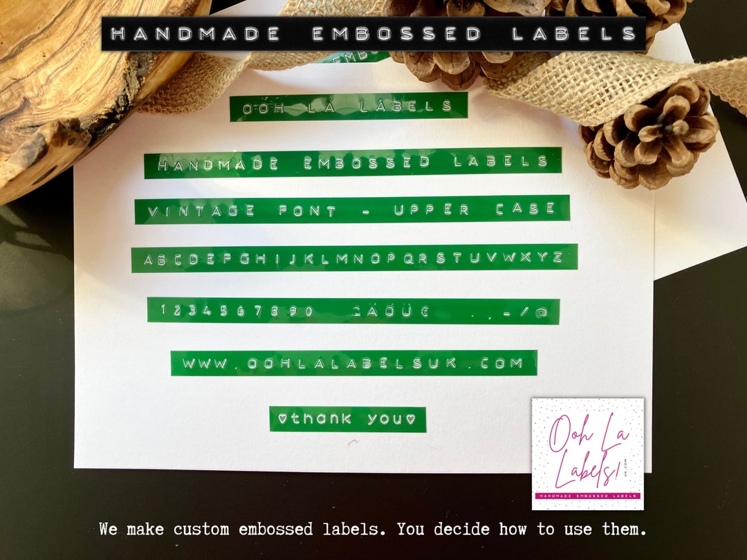 Type Writer Label Green Custom Embossed Labels: Vintage Typewriter Font - Etsy