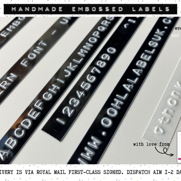 Custom Embossed Labels, Vintage Embossed Labels, Typewriter Style Labels, Vintage Black and White Labels, Pantry Food Jar Embossed Labels