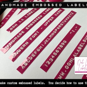 Antique Pink Embossed Labels: Custom Modern Typewriter Style
