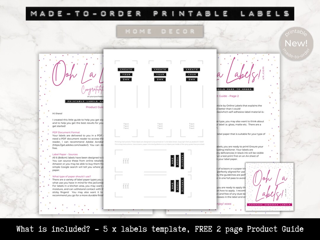 Personalised Printable Labels, Made to Order Digital Template, Kitchen ...