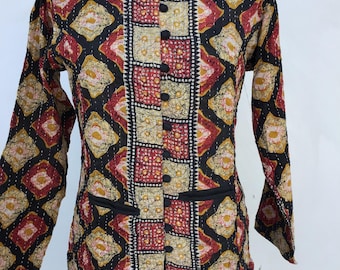 Handmade Kantha Quilt Short Jacket Boho Kimono Jacket Front Quilted Coat Gift for Her