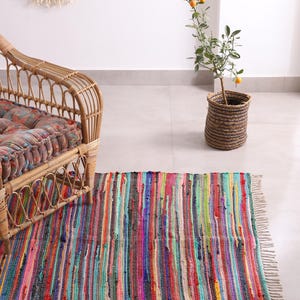 Indian Handmade Cotton Chindi Rag Rug Braided Area Chindi Rug/Doormats Meditation Mats Home Decor Rug For Living Room Decorative Rugs