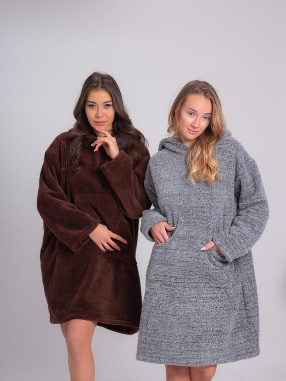 Cozy Oversized Plush Hoodie Blanket Soft and Warm Wearable Sleeve Blanket With Hood Loungewear Winter Gifts Snuggie Style Sweatshirt Etsy