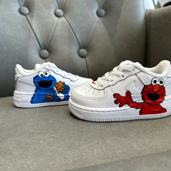 Sesame Street Elmo Cookie Monster inspired Air Force 1 Trainers Sneakers