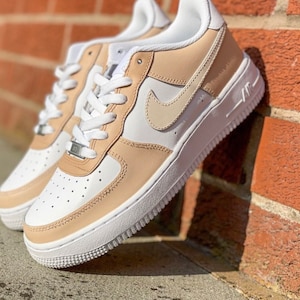 Coffee Beige Custom Air Force 1 Trainers Sneakers