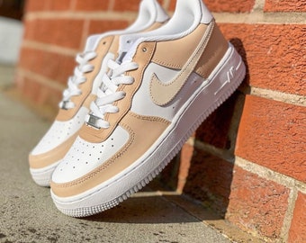 Coffee Beige Custom Air Force 1 Trainers Sneakers