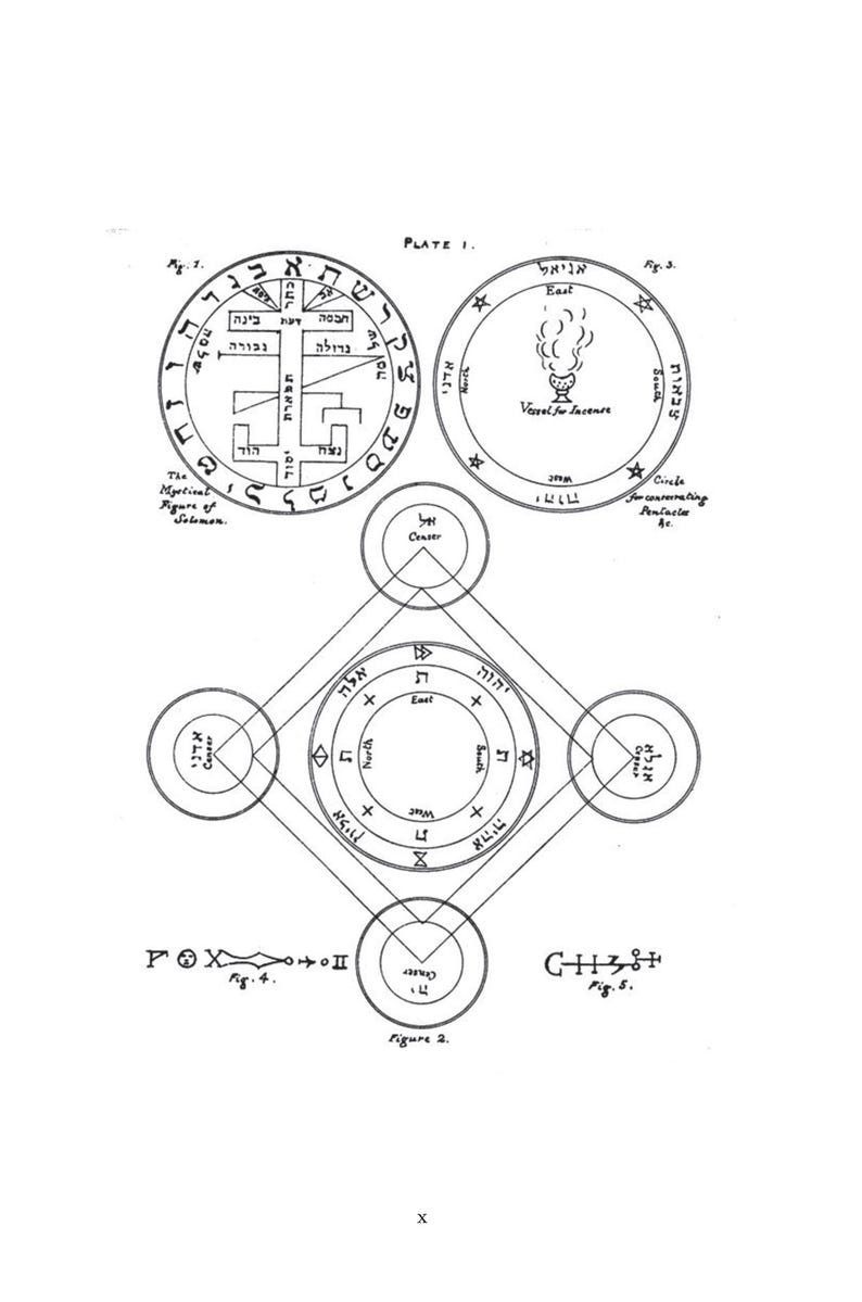 Puede incluir: Ilustraci&oacute;n detallada en blanco y negro con diagramas y s&iacute;mbolos m&iacute;sticos. La imagen incluye c&iacute;rculos, formas geom&eacute;tricas y texto en una fuente estilizada. La atenci&oacute;n se centra en los dise&ntilde;os y patrones intrincados.