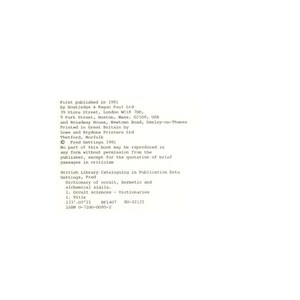 Puede incluir: Una p&aacute;gina blanca con texto negro. El texto proporciona detalles de publicaci&oacute;n de un libro, incluido el editor, la informaci&oacute;n de impresi&oacute;n y el aviso de derechos de autor. El t&iacute;tulo del libro es "Diccionario de sigilos ocultos, herm&eacute;ticos y alqu&iacute;micos."