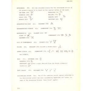 Puede incluir: Una p&aacute;gina vintage con texto manuscrito y s&iacute;mbolos, probablemente de un documento hist&oacute;rico. El texto incluye t&eacute;rminos como "Retr&oacute;grado", "Alquimia" y "Escritura Rosacruciana". La p&aacute;gina est&aacute; envejecida, con una apariencia descolorida y varias anotaciones.