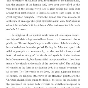 May include: A page from "The Occult Anatomy of Man" with text discussing ancient religions, the human body, and symbolism. The text is in black font on a white background, with the number 2 at the bottom.