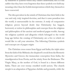 May include: A page from "The Occult Anatomy of Man" with text discussing the origins of Christian symbols and concepts. The text is in black font on a white background. The page number "4" is at the bottom.