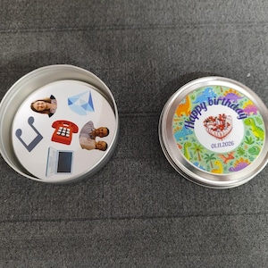 Custom Printed Dobble Style Game in Personalized Metal Tin | Custom Spot It Matching Card Game | Physical Photo Game | 9cm Round Cards image 4