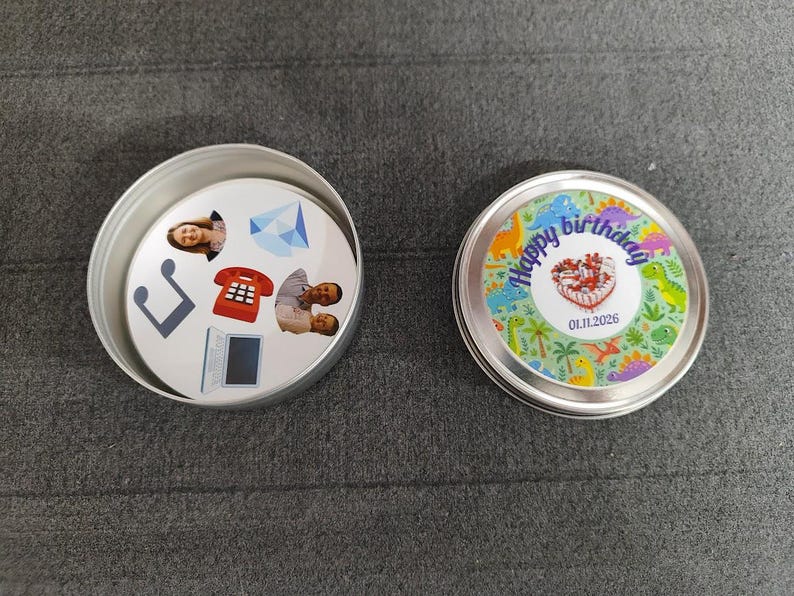 Custom Printed Dobble Style Game in Personalized Metal Tin | Custom Spot It Matching Card Game | Physical Photo Game | 9cm Round Cards image 4