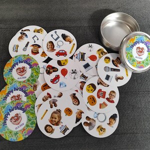 Custom Printed Dobble Style Game in Personalized Metal Tin | Custom Spot It Matching Card Game | Physical Photo Game | 9cm Round Cards image 3