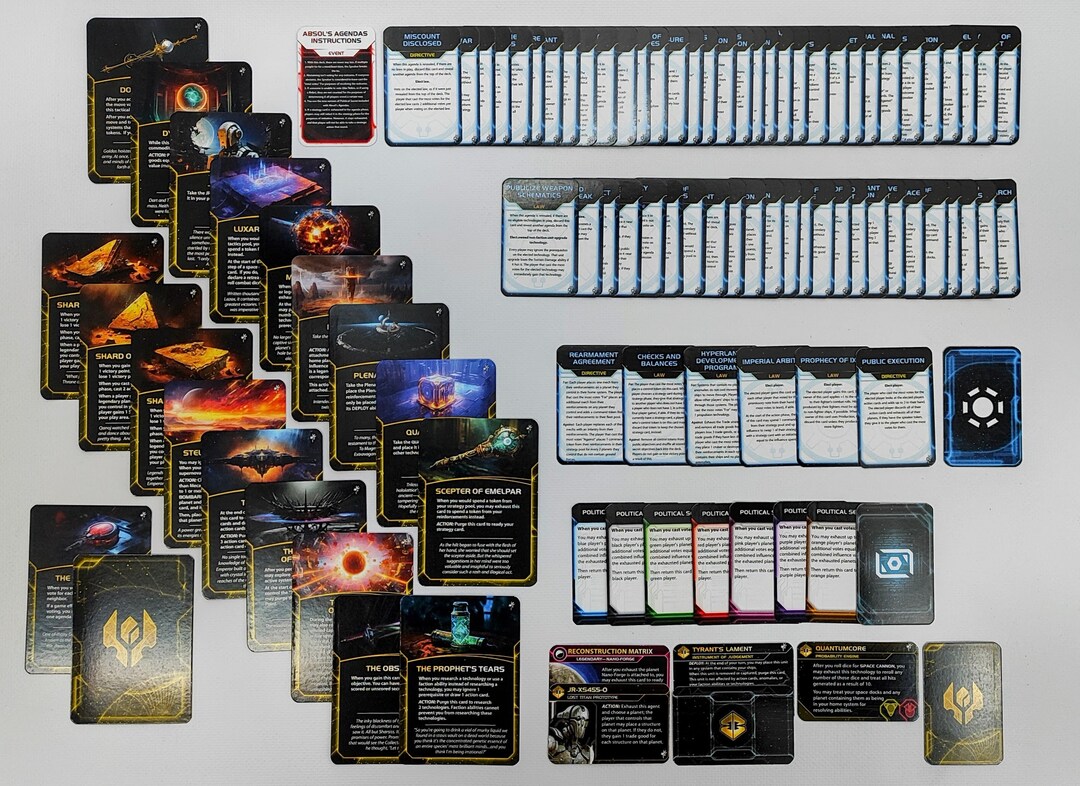 Alternate Agenda Phase and Relics Cards for Twilight Imperium Prophecy