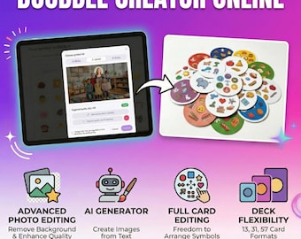 Individueller Dobble-Kartenspiel-Generator | Personalisiertes Spot It | Online-Generator | Erstelle dein eigenes Kartenspiel | PDF-Download