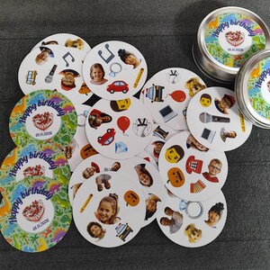 Custom Printed Dobble Style Game in Personalized Metal Tin | Custom Spot It Matching Card Game | Physical Photo Game | 9cm Round Cards image 2