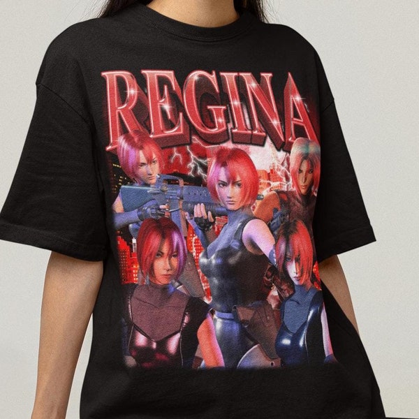 Unisex Vintage Dinosaur Crisis Regina Bootleg Gaming T-Shirt, Japanese Videogame Waifu Shirt