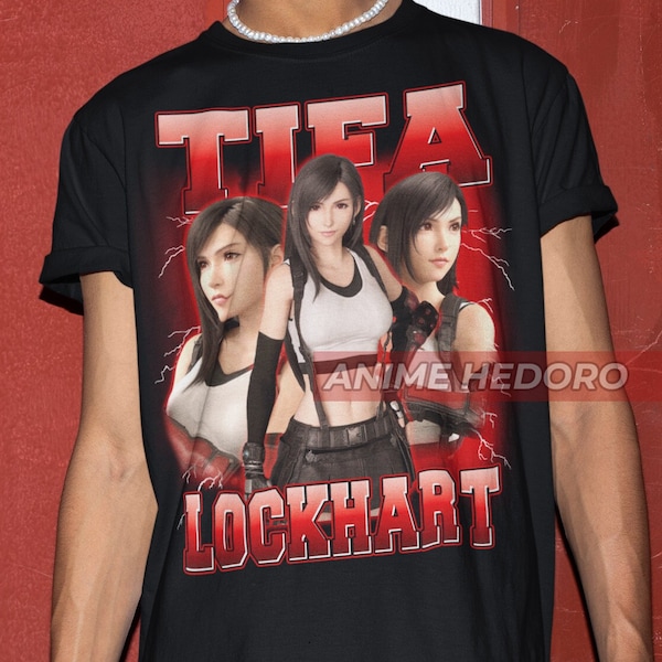 Camiseta unisex Tifa FFVII Gaming Bootleg Waifu, camisa de videojuego de anime japonés