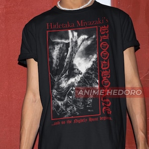 T-shirt unisex Bloodborne The Hunter Gaming, maglietta videogioco Soulsborne