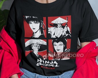 Retro Ninja Scroll Jubei T-Shirt – Akira Japanimation Graphic Tee – Gildan Men's
