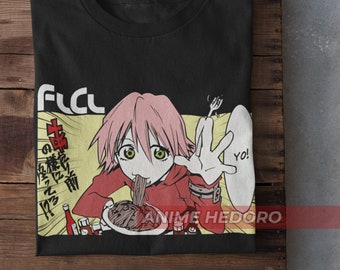 Unisex FLCL Anime T-shirt, Fooly Cooly Haruko Haruhara Noodles 