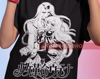 ユニセックス レボリューションガール レトロアニメTシャツ、マンガ90