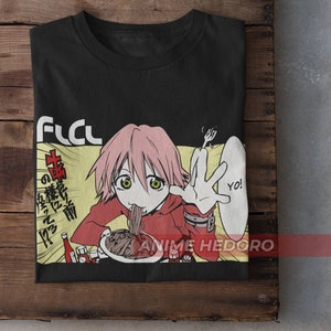 Unisex FLCL Anime T-Shirt, Fooly Cooly Haruko Haruhara Noodles Manga Shirt