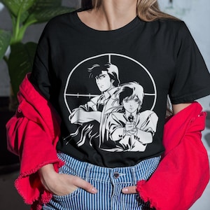 Unisex City Hunter Retro Anime T-Shirt, Ryo Saeba, Kaori Makimura Manga Shirt