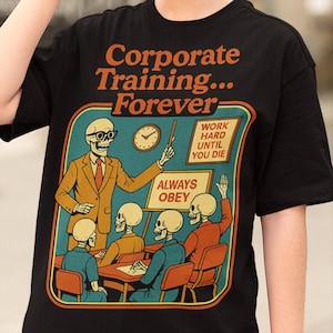 Retro Skeleton Graphic Tee: Lustiges Corporate Training T-Shirt