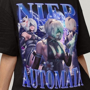 Unisex Vintage Nier 2B Bootleg Gaming Waifu T-Shirt, Japanese Anime Videogame Shirt